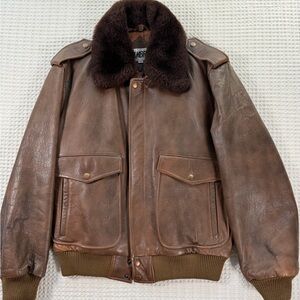 Cambria Brown Leather Bomber Jacket Men’s Size 38